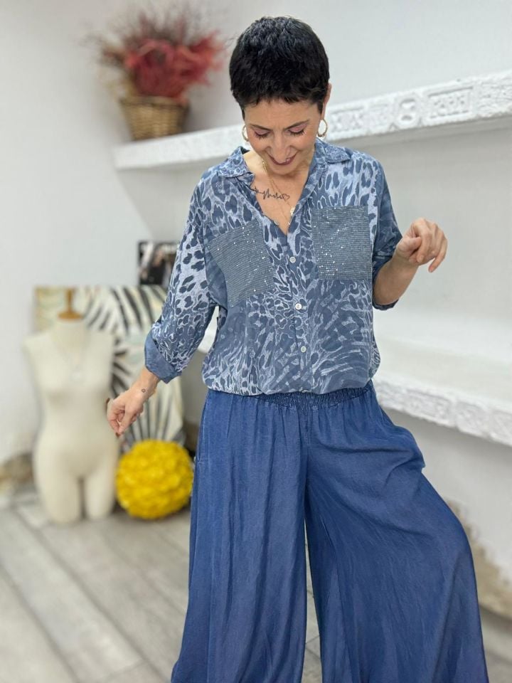 TENSEL KUMAŞ BEL LASTİKLİ CEPLİ BOL PANTOLON