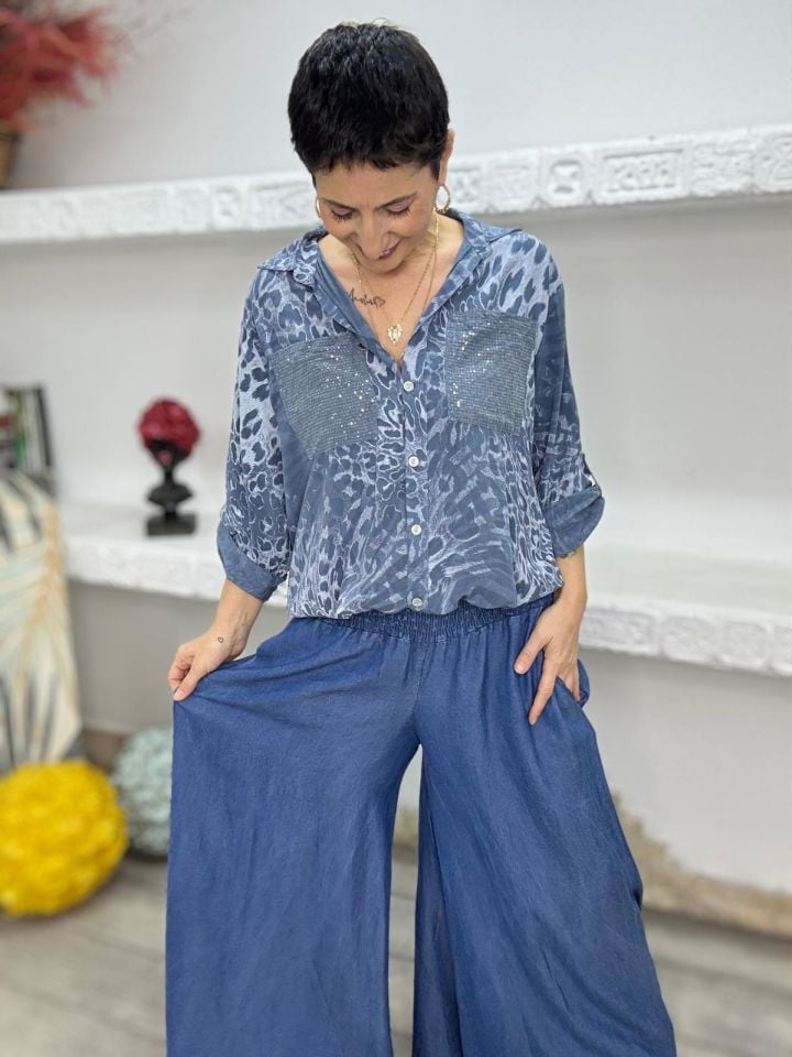TENSEL KUMAŞ BEL LASTİKLİ CEPLİ BOL PANTOLON