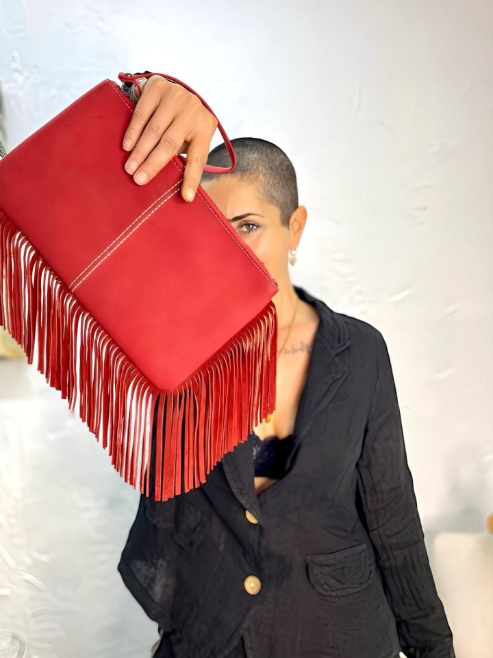 NUBUK PÜSKÜLLÜ CLUTCH