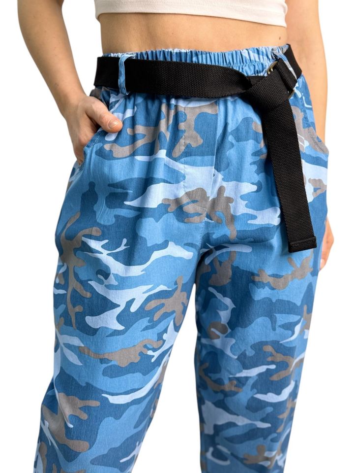 KAMUFLAJ DESEN BOL KESİM LİKRALI PANTOLON