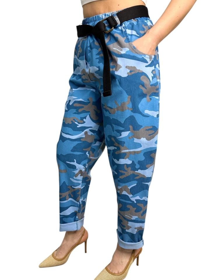 KAMUFLAJ DESEN BOL KESİM LİKRALI PANTOLON