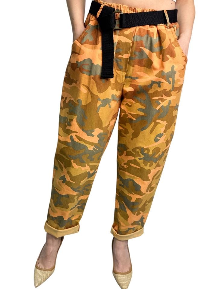 KAMUFLAJ DESEN BOL KESİM LİKRALI PANTOLON