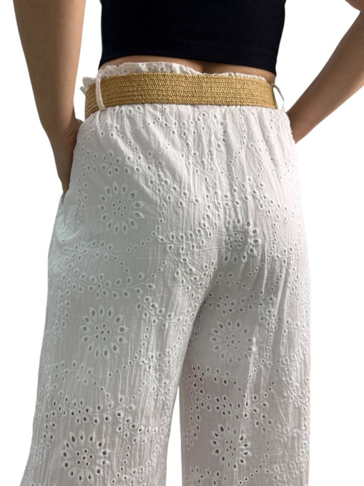 HASIR KEMERLİ FİSTOLU PAMUKLU PANTOLON