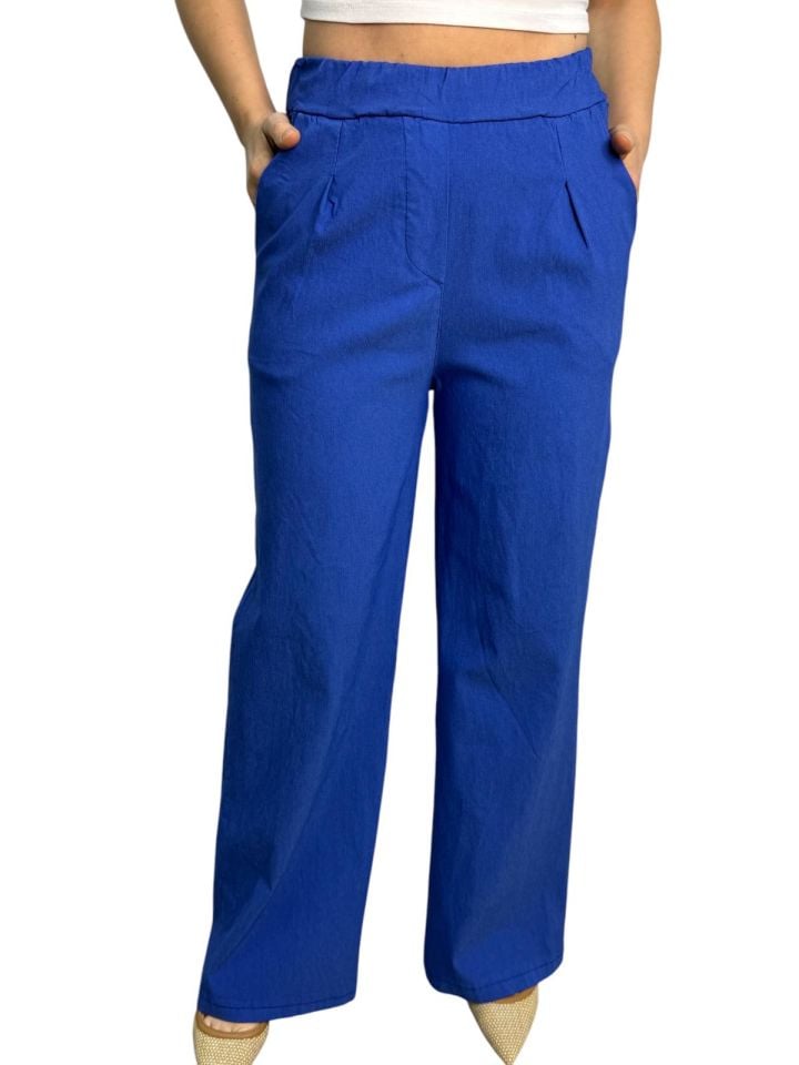 YÜKSEK BEL BELİ LASTİKLİ PANTOLON