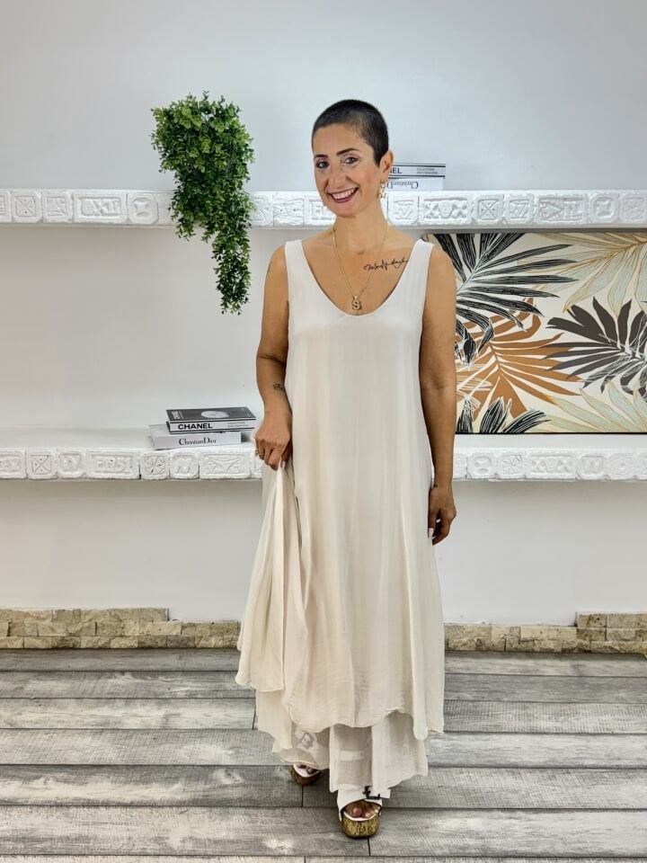 İthal Askılı İpek Elbise
