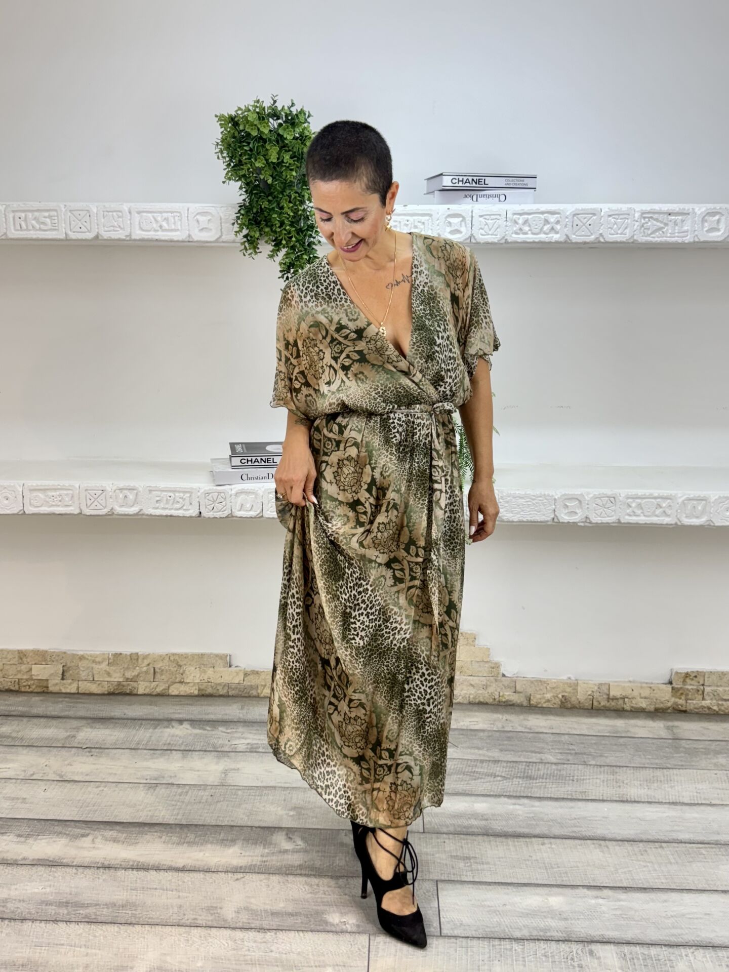 İthal Kruvaze İpek Elbise