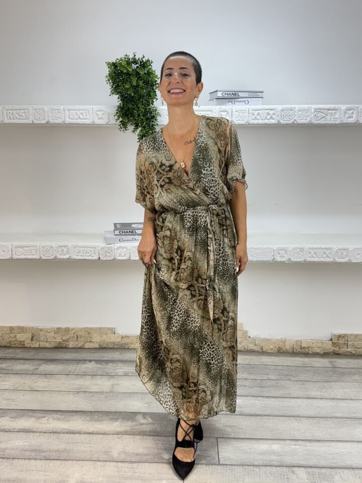 İthal Kruvaze İpek Elbise