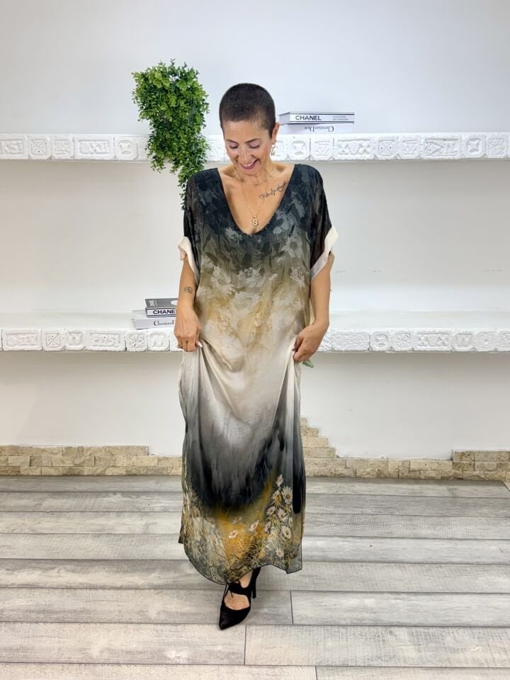 İthal Sırt Detaylı İpek Elbise