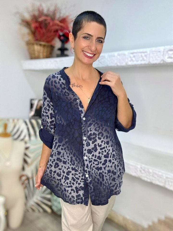 LEOPAR DESEN DÜĞMELİ GÖMLEK
