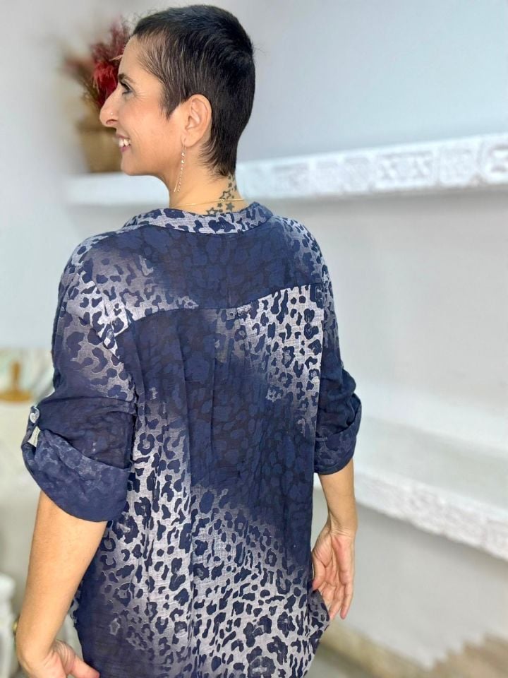 LEOPAR DESEN DÜĞMELİ GÖMLEK
