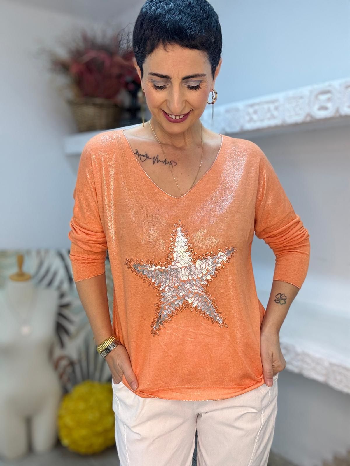 YILDIZ DESEN PULLU BLUZ