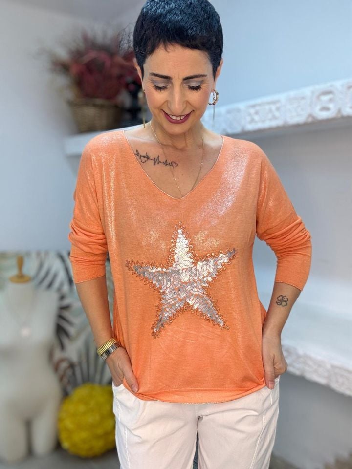 YILDIZ DESEN PULLU BLUZ