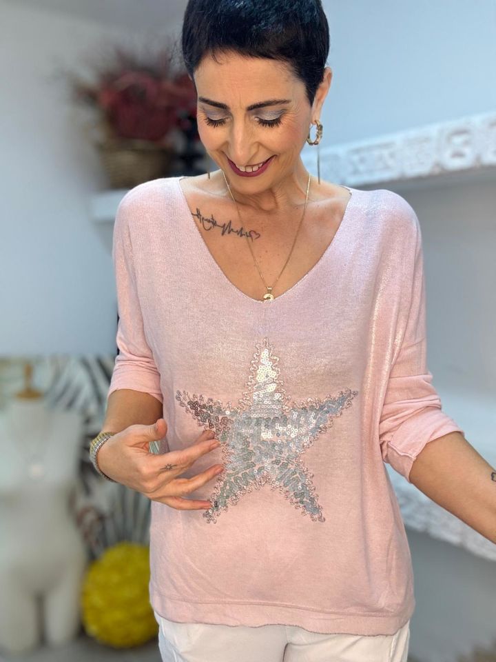 YILDIZ DESEN PULLU BLUZ